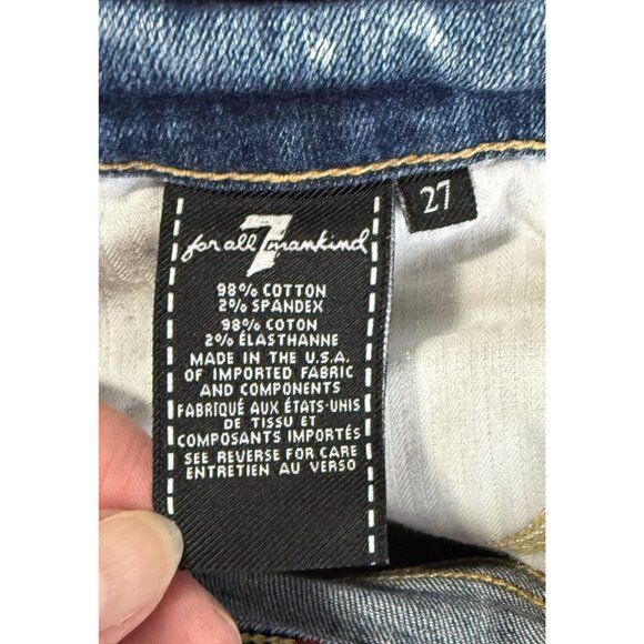 7 For All Mankind Roxanne Ankle Jeans Womens 27 Frayed Hem Cropped Medium Wash - Picture 10 of 11